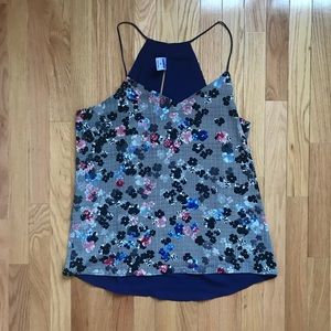 Express Reversible Floral & Navy Tank Top Blouse